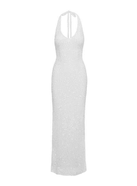product Princess Polly Moon And Back Boucle Sequin Maxi Dress White Plunger 