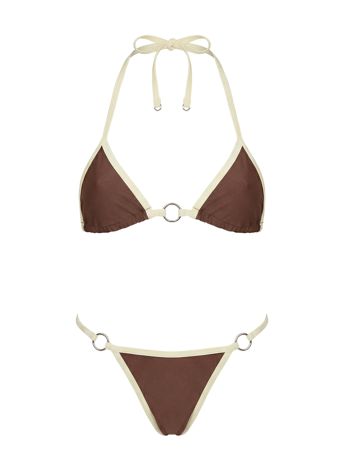Maurita Hardware Halter Bikini Top Brown / White