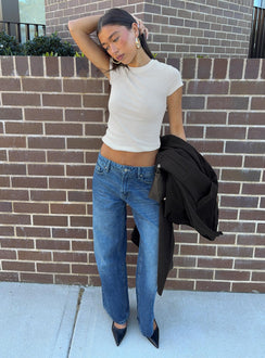 Serenitia Mid Rise Straight Leg Jeans Mid Blue Wash Tall