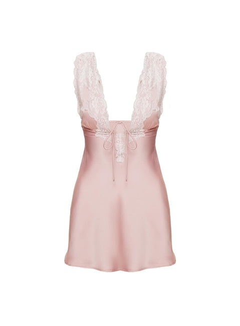front view of model wearing Princess Polly Nourish Mini Dress Pink Plunger 
