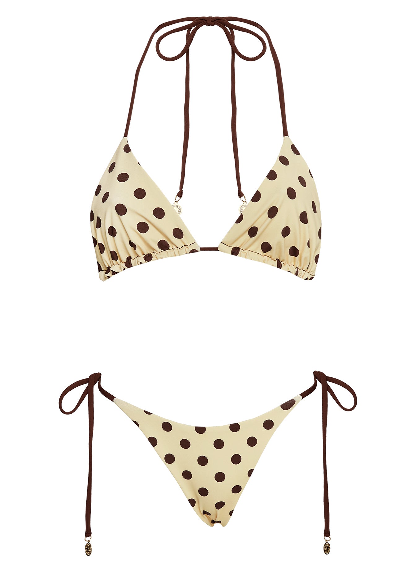 Nevaeh Reversible Triangle Bikini Top Yellow Polka Dot
