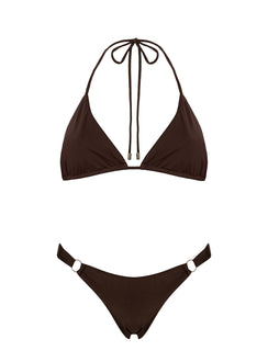 Kennedie Shine High Cut Ring Bikini Bottoms Chocolate Brown