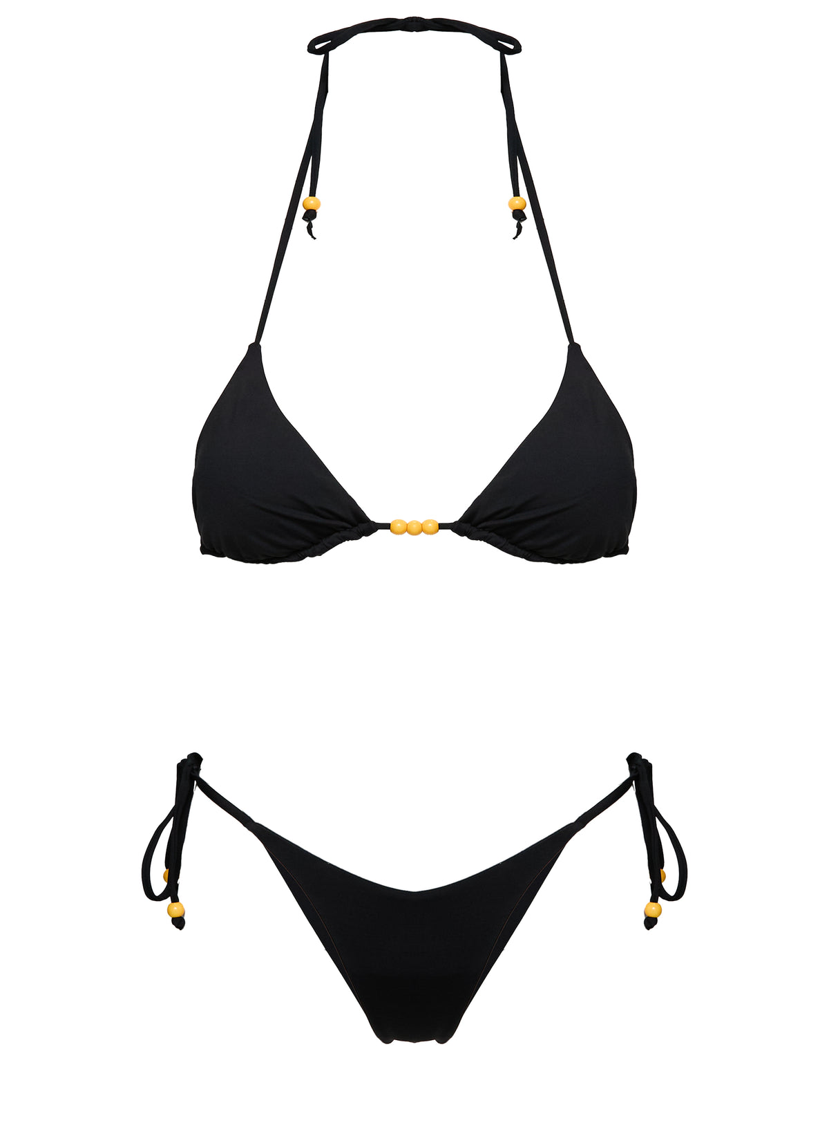 Glora Tie Side Beaded Bikini Bottom Black