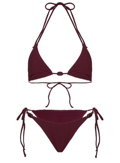 Glora Tie Side Textured Bikini Bottom Red