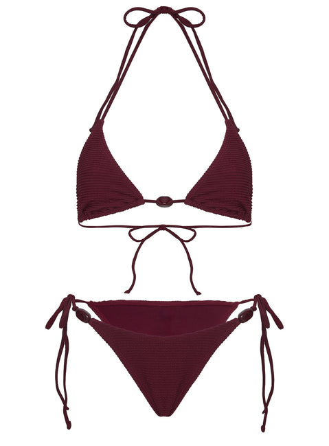 Glora Tie Side Textured Bikini Bottom Red