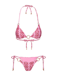Maplewood High Cut Ring Bikini Bottoms Pink
