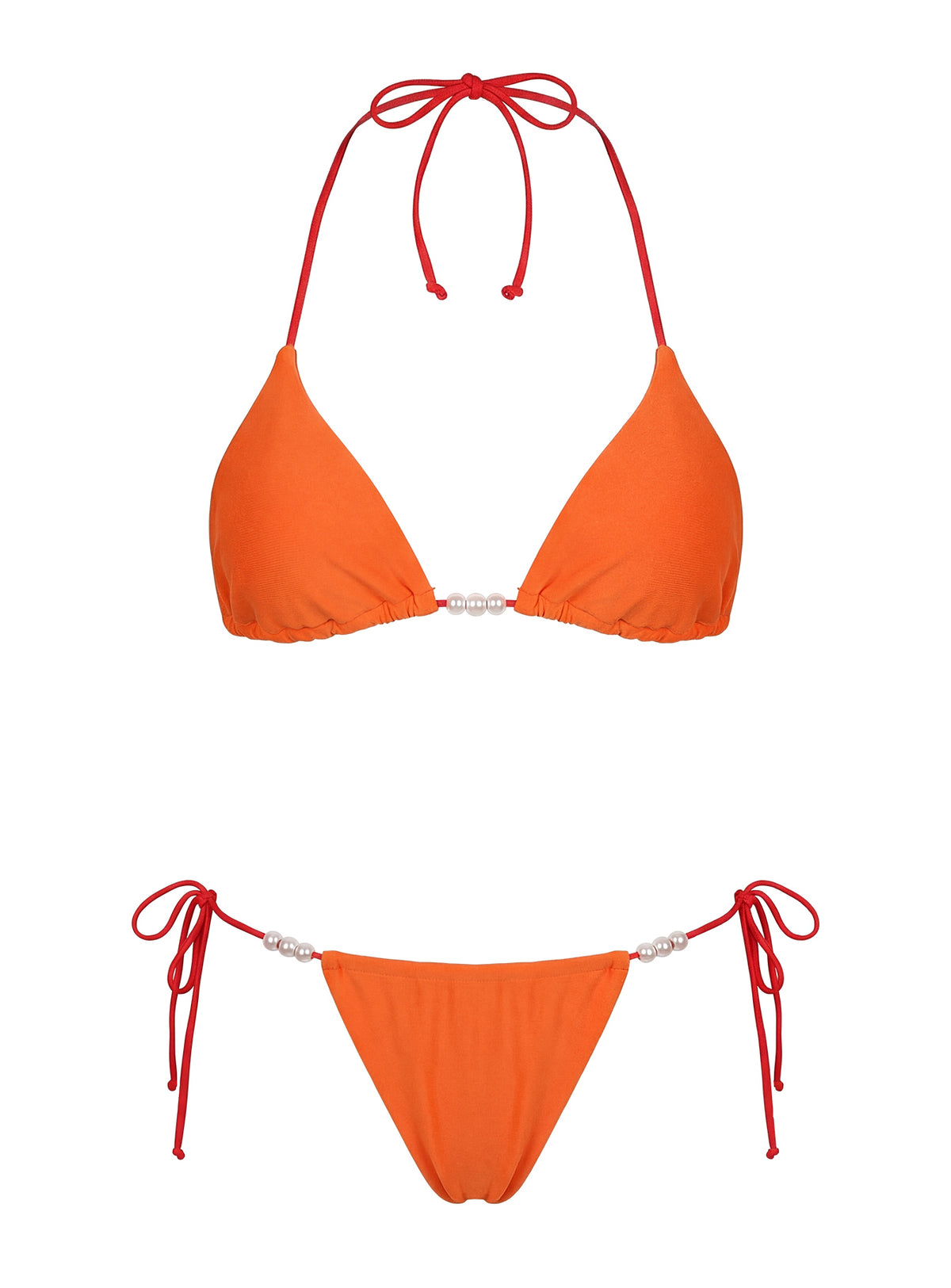 On Island Time String Bead Detail Bikini Bottoms Orange