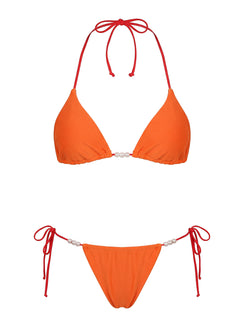 On Island Time String Bead Detail Bikini Bottoms Orange