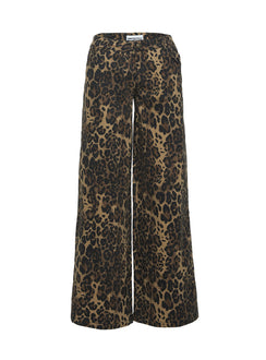 back view of model wearing Princess Polly Pantar Low Rise Pants Leopard Petite High Rise Pants Pants 