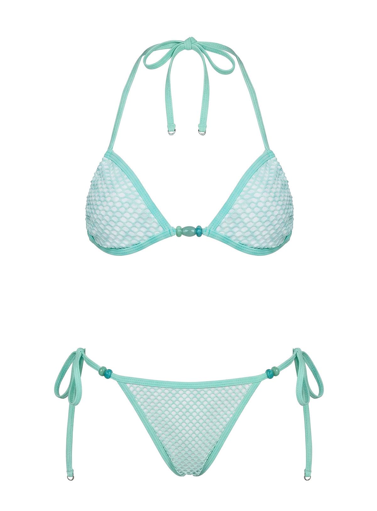 Poolside Only Bead Detail Bikini Top Green