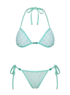 Poolside Only Bead Detail Bikini Top Green