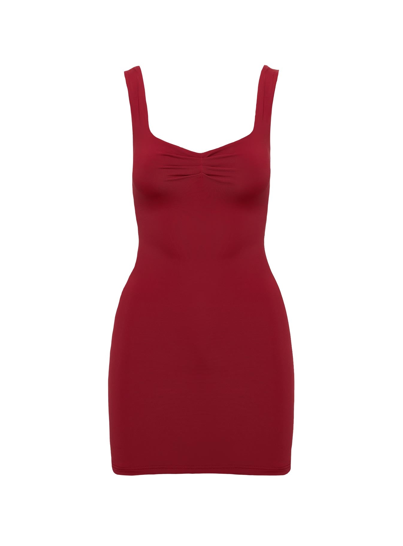 back view of model wearing Princess Polly Rehna Mini Dress Burgundy V-Neck 