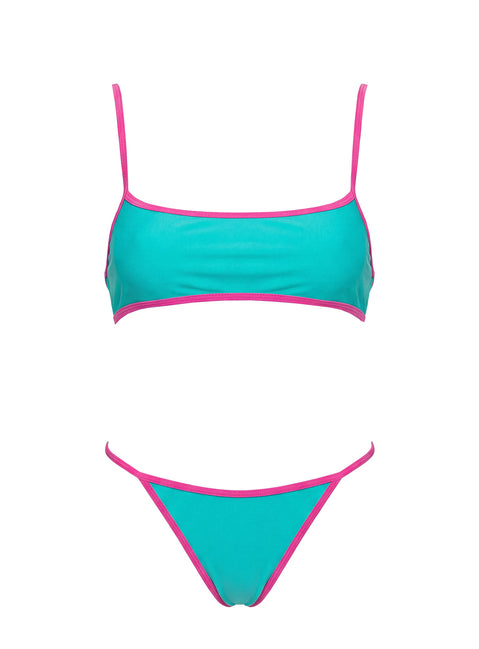 Beasley Cheeky Bikini Bottoms Green / Pink