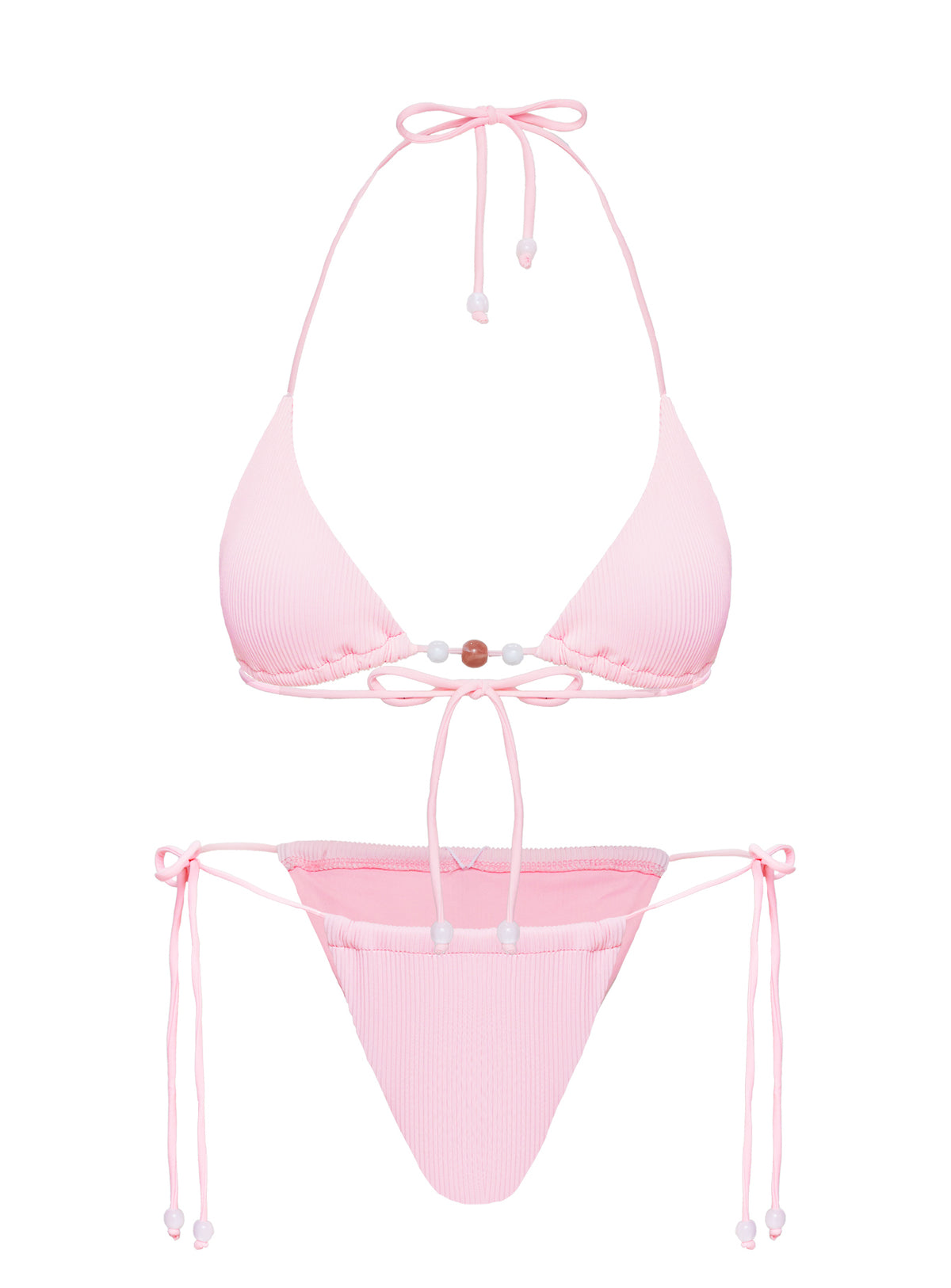 Saide Triangle Bikini Top Pink Stripe