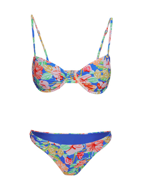 Ellie High Cut Bikini Bottoms Blue Floral
