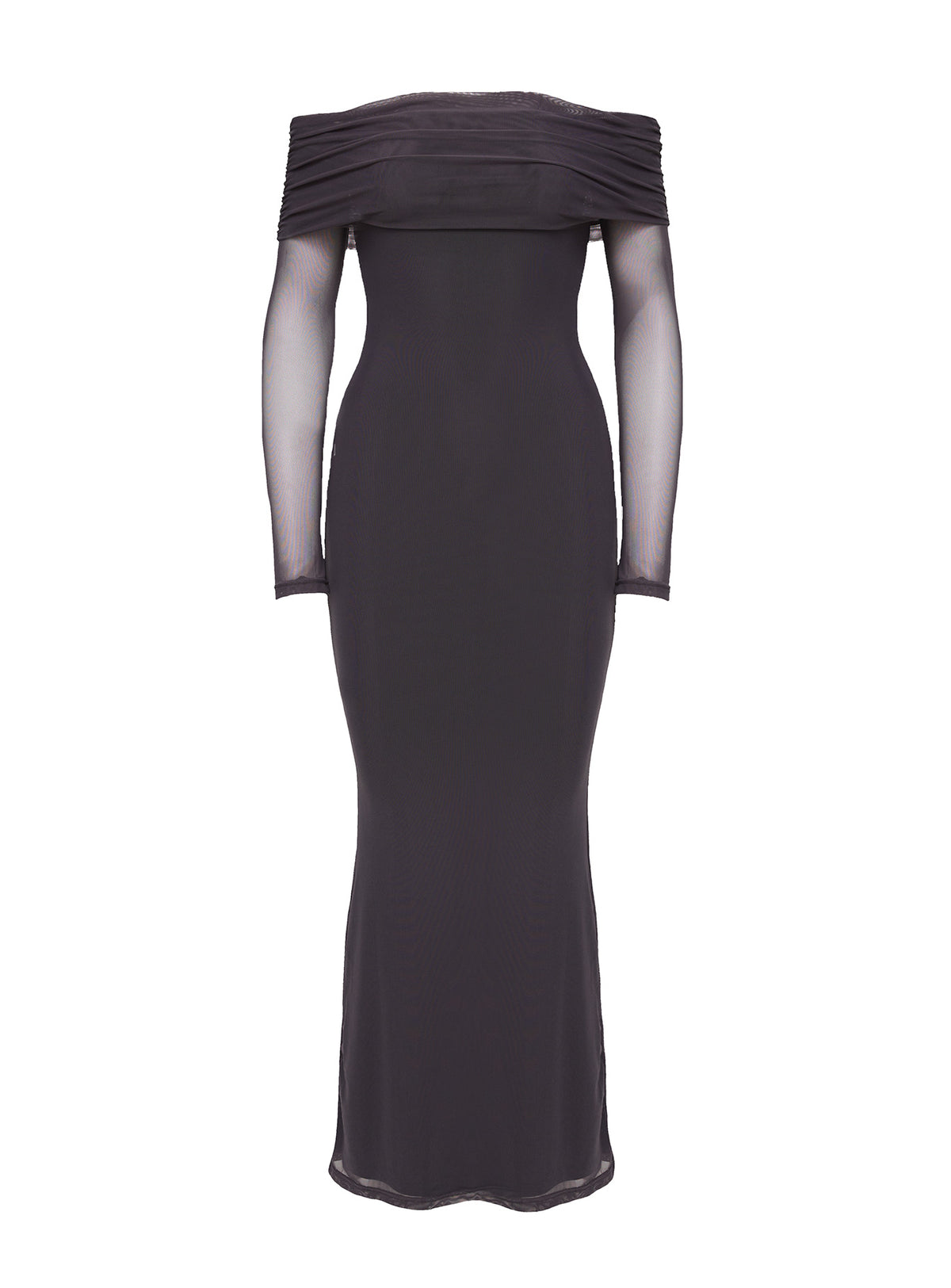product Princess Polly High Neck  Saywell Off The Shoulder Maxi Dress Charcoal