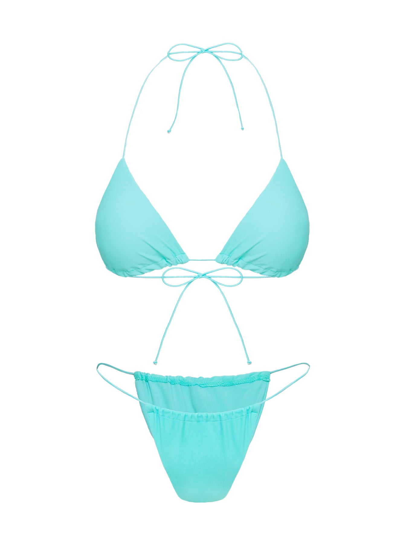 Selbie String Ruched Bikini Bottom White / Blue