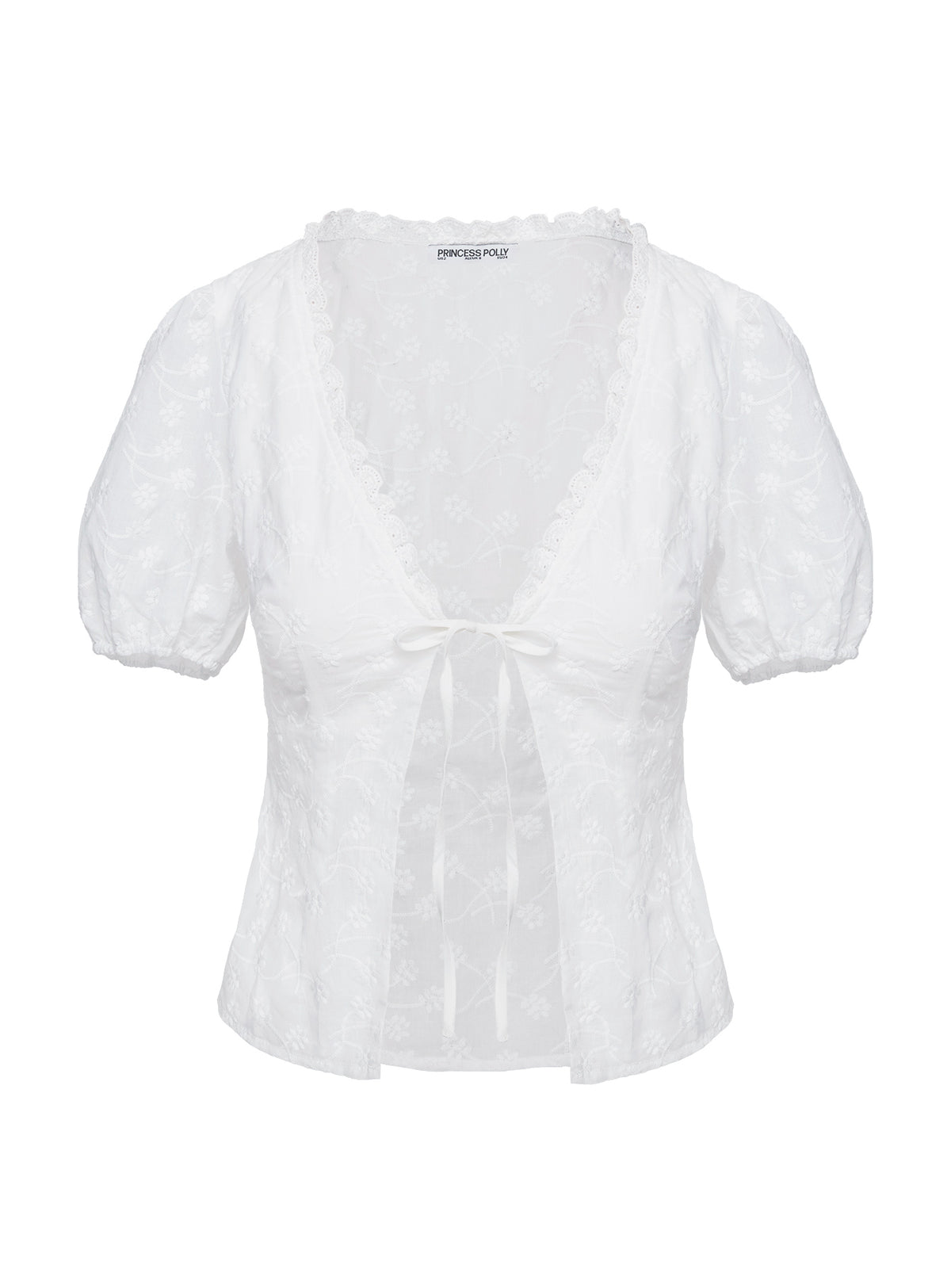 product Princess Polly Sez Top White Short Sleeves Plunger 