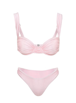 Siella Underwire Shine Bikini Top Pink