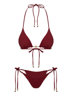 Smithie Triangle Bikini Top Burgundy