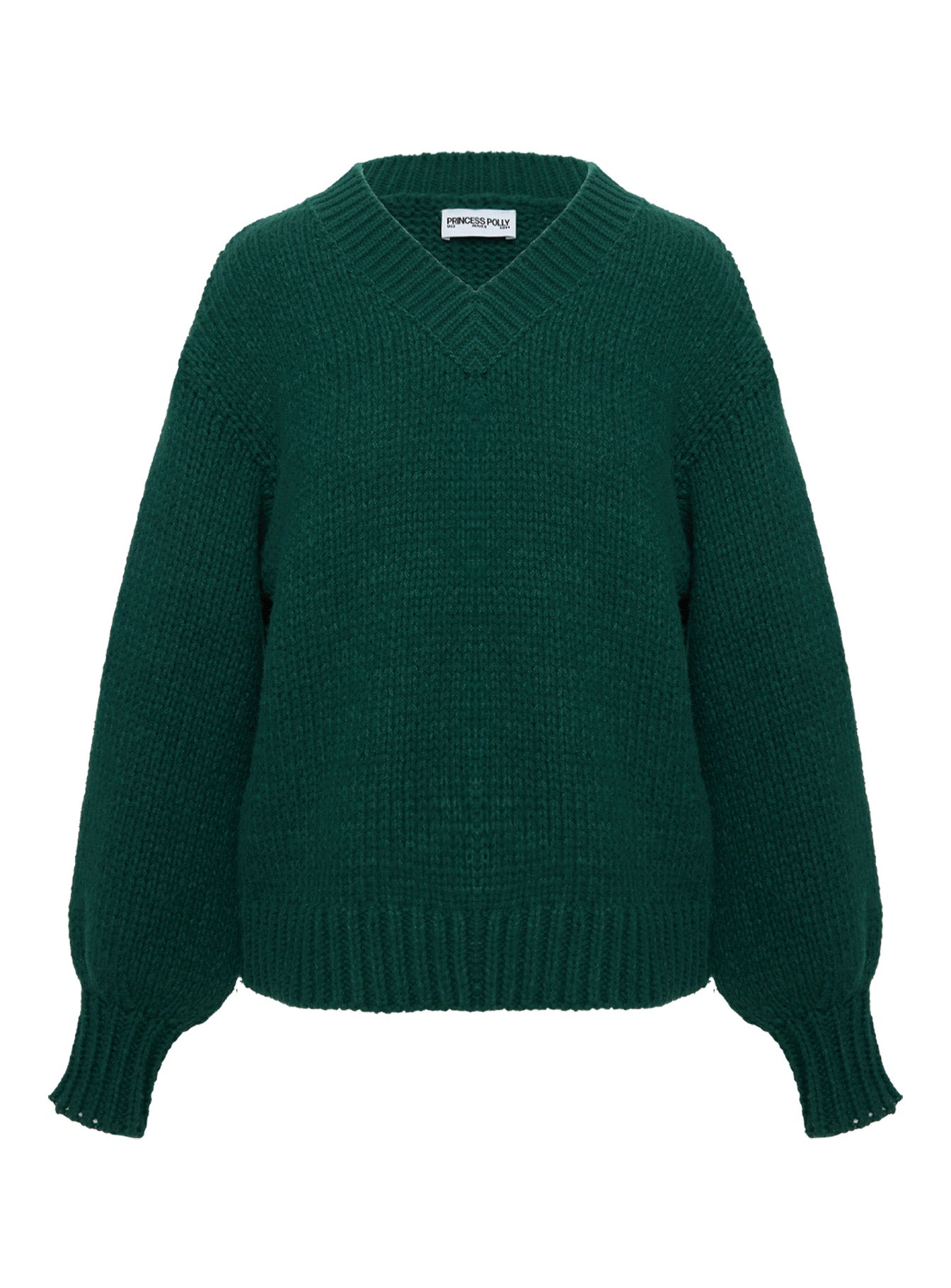 back view of model wearing Princess Polly Soloman Sweater Green Long 