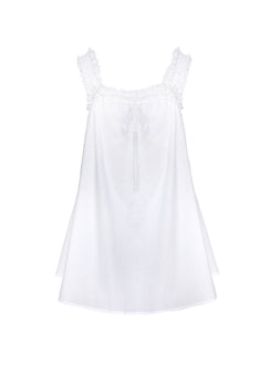 side view of model wearing Princess Polly Swing Mini Dress White Square Neck 