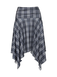 product Princess Polly Scholar Asymmetrical Midi Skirt Grey Check Midi Skirts 