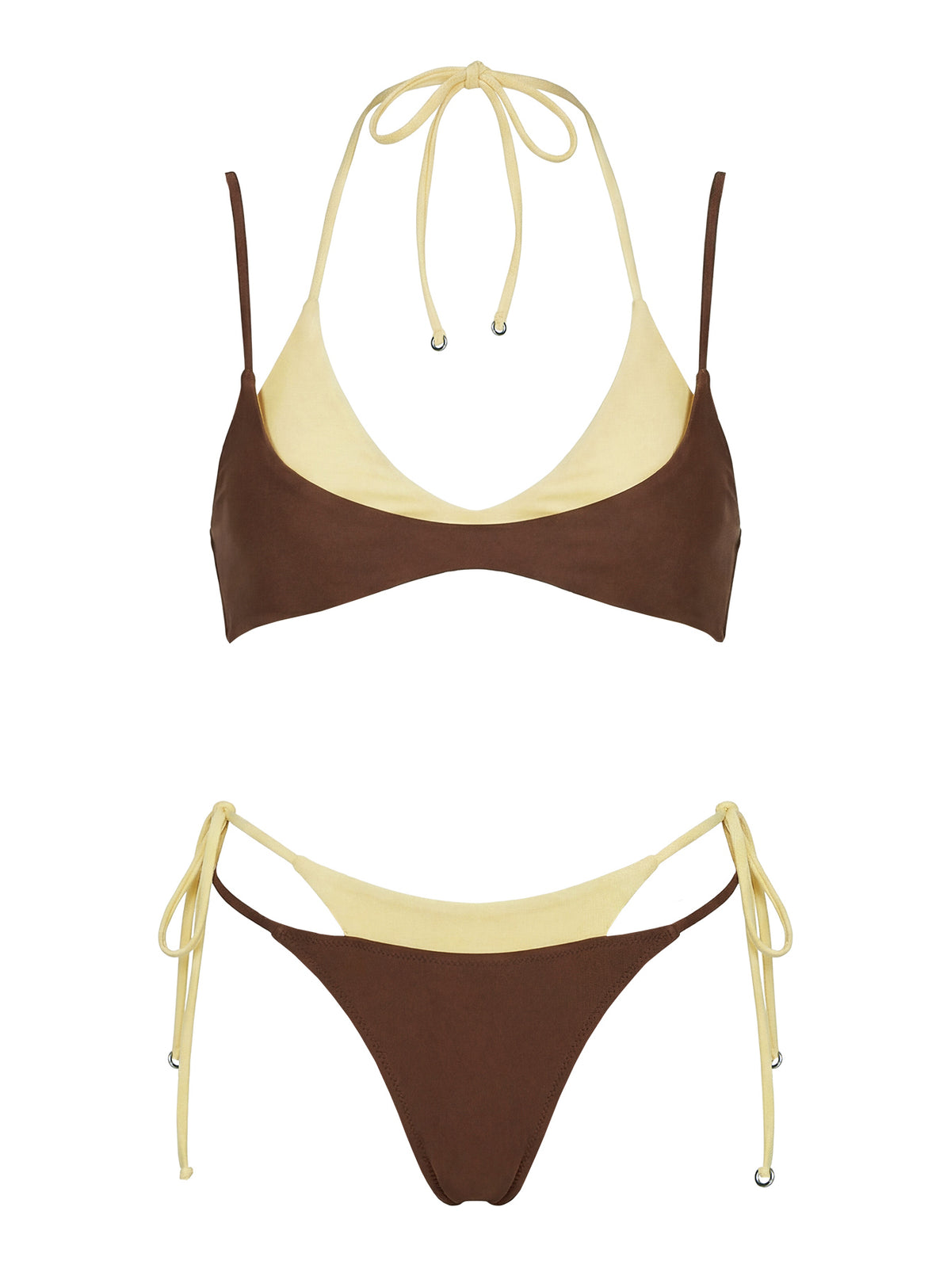 Andrei Layered Cheeky Bikini Bottoms Brown / Yellow