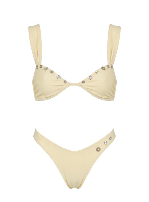 Sunset Club Shell Detail Bikini Top Cream