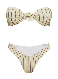 Nevaeh High Cut Bikini Bottoms Yellow Stripe