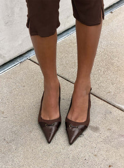Tiptoe Slingback Heels Brown