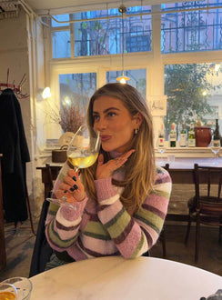 Keeva Zip Through Knit Jumper Pink / Green Stripe