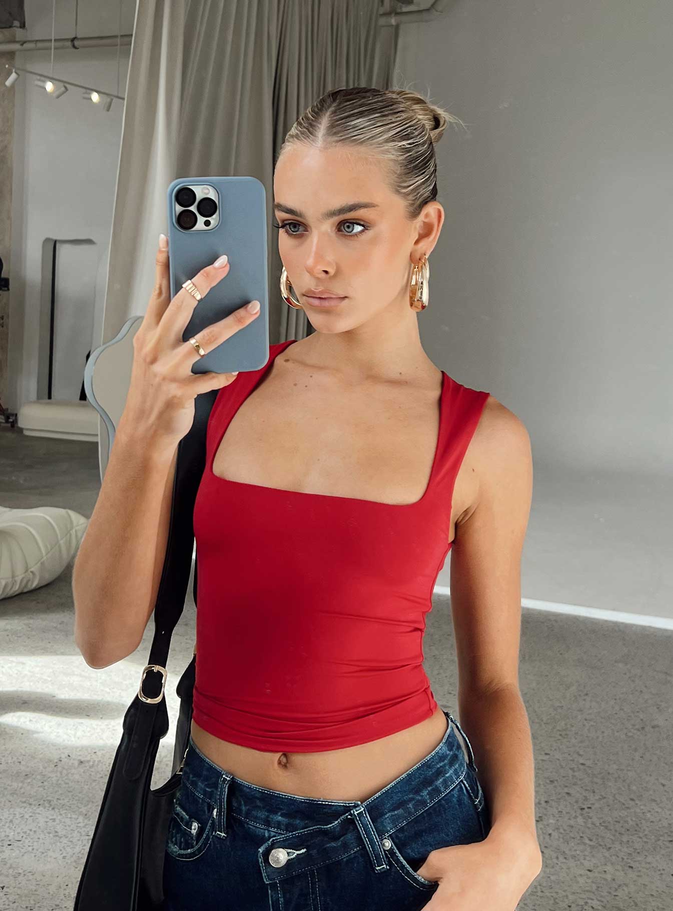 product Princess Polly Sleeveless Square Neck  Back In Time Top Red