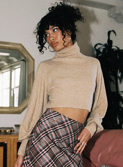 product Zahara Cropped Turtleneck Sweater Beige Princess Polly  Long 