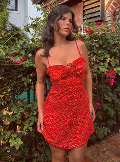product Princess Polly Asymmetric Neckline  Love Birds Mini Dress Red
