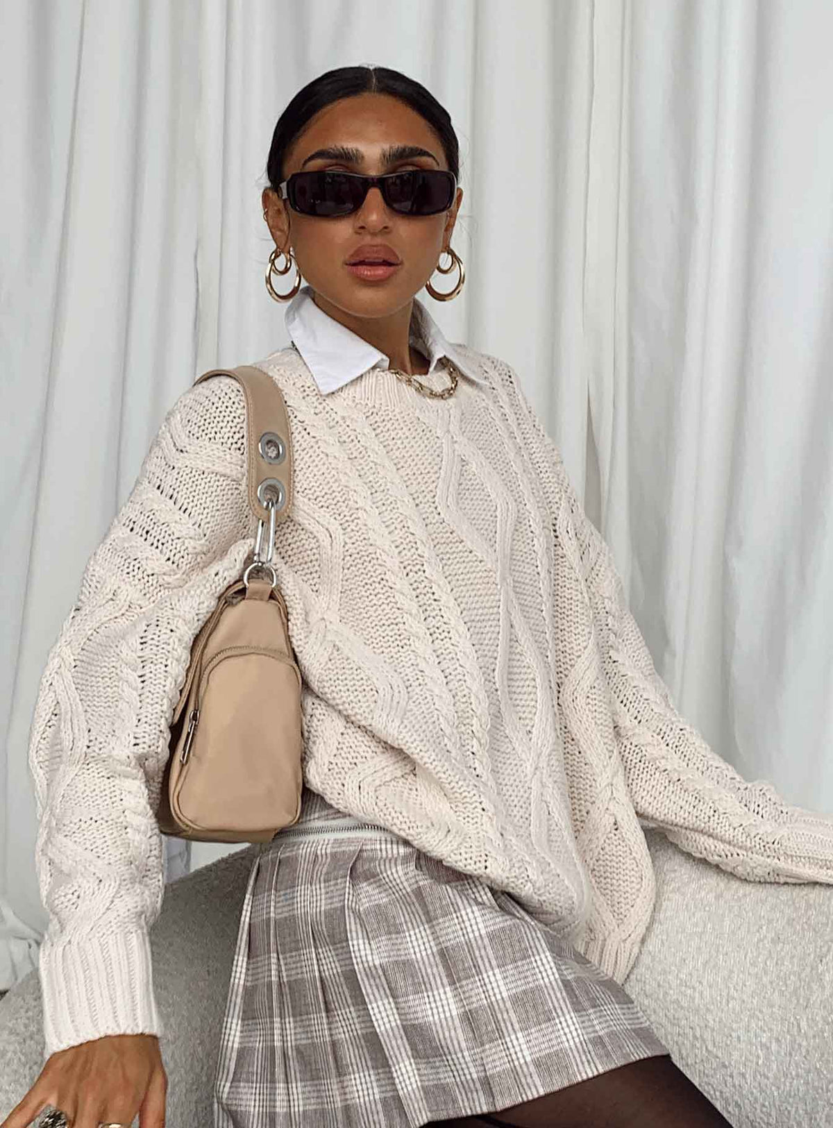 product Anaya Oversized Sweater Beige Princess Polly  Long 