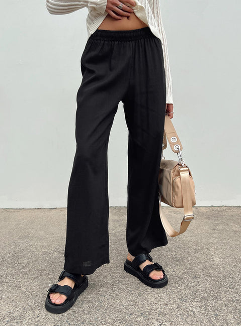 product Princess Polly High Waisted Pants High Waisted Pants High Waisted Pants  Louis Linen Blend Pants Black