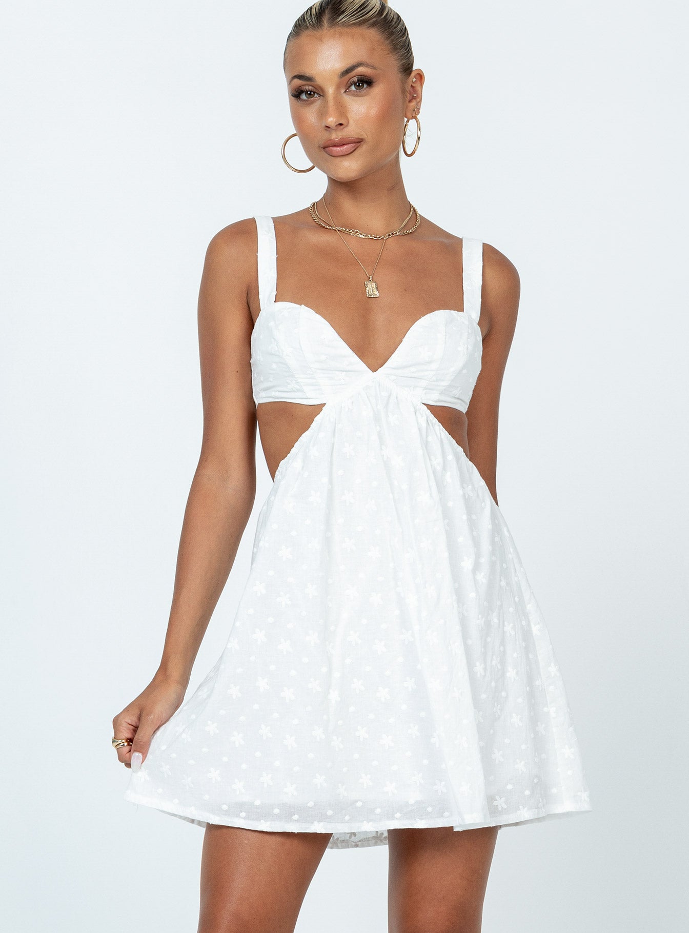 product Princess Polly Square Neck Square Neck Square Neck  Khalia Mini Dress White