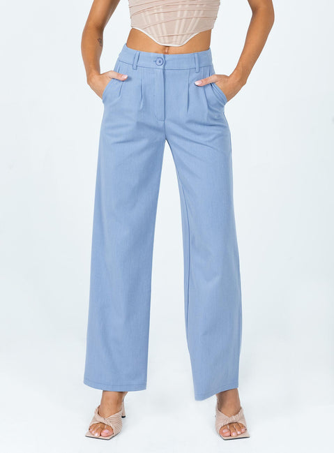 front view of model wearing Princess Polly Archer Pants Blue 