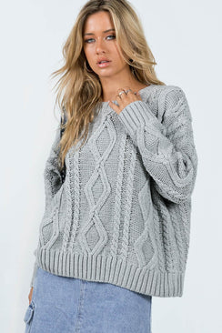 back view of model wearing Princess Polly Anaya Oversized Sweater Grey 