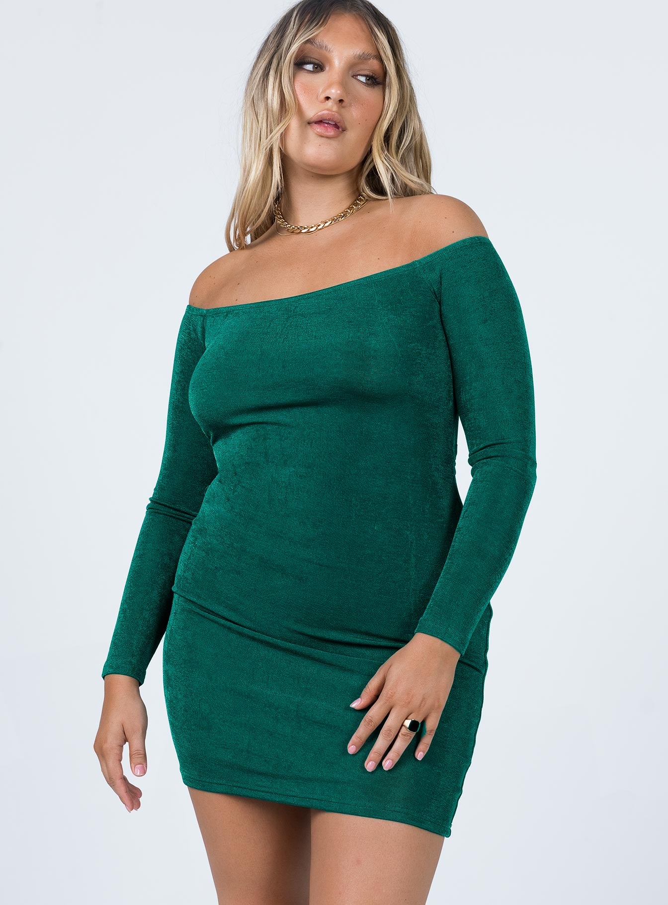 product Princess Polly High Neck  Estelle Mini Dress Green