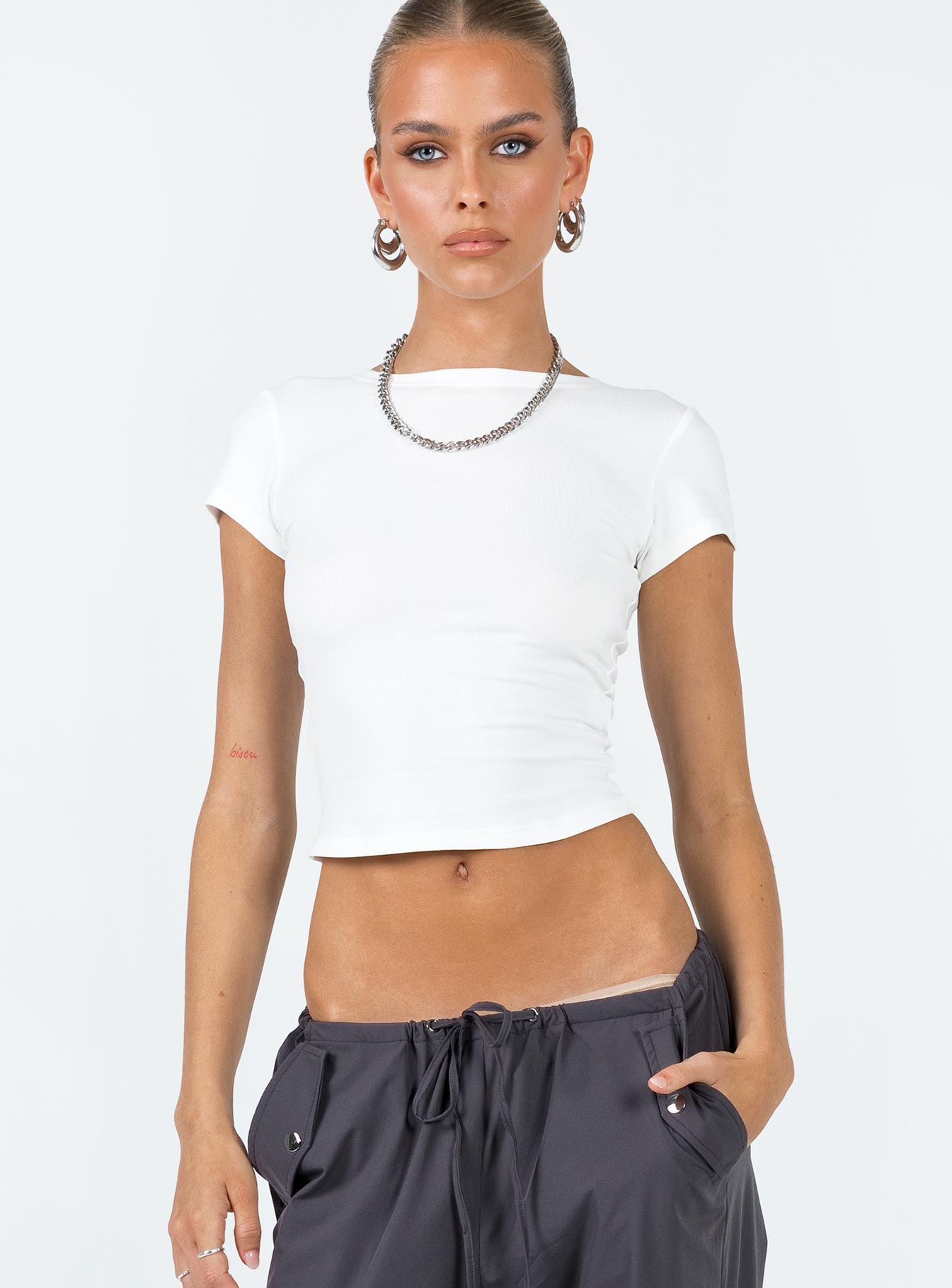 product Princess Polly Short Sleeves Crew Neck  Lex Top White