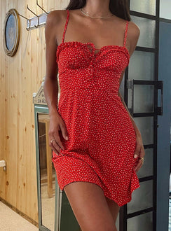 product Princess Polly Asymmetric Neckline  Love Birds Mini Dress Red