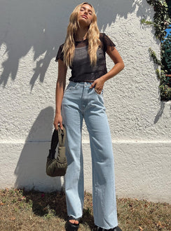 product Princess Polly High Waisted  Arlington Straight Leg Denim Jeans Light Wash