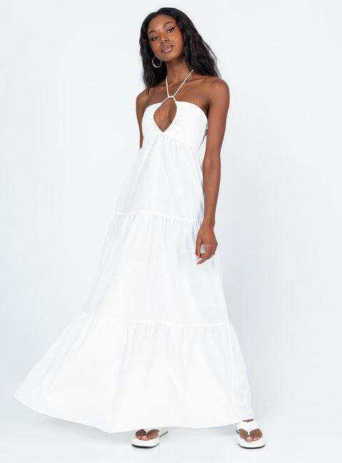 front view of model wearing Princess Polly Lincoln Maxi Dress White 