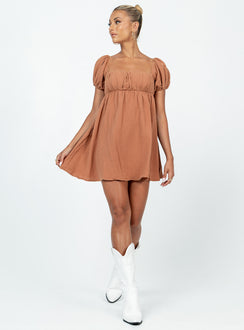 product Princess Polly Asymmetric Neckline  Let's Dance Mini Dress Brown