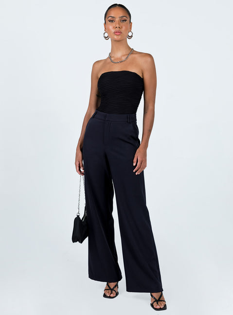 front view of model wearing Princess Polly Makena Strapless Bodysuit Black Sleeveless straight 