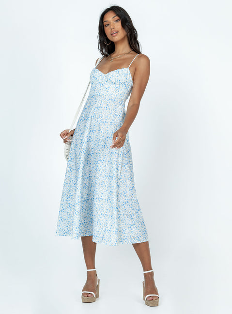 product Princess Polly Square Neck  Amara Midi Dress Blue Multi
