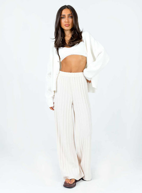 front view of model wearing Princess Polly Theo Cardigan White Longline Jumpers 