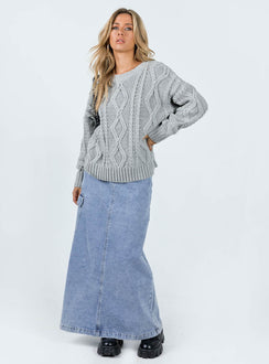 front view of model wearing Princess Polly Anaya Oversized Sweater Grey 